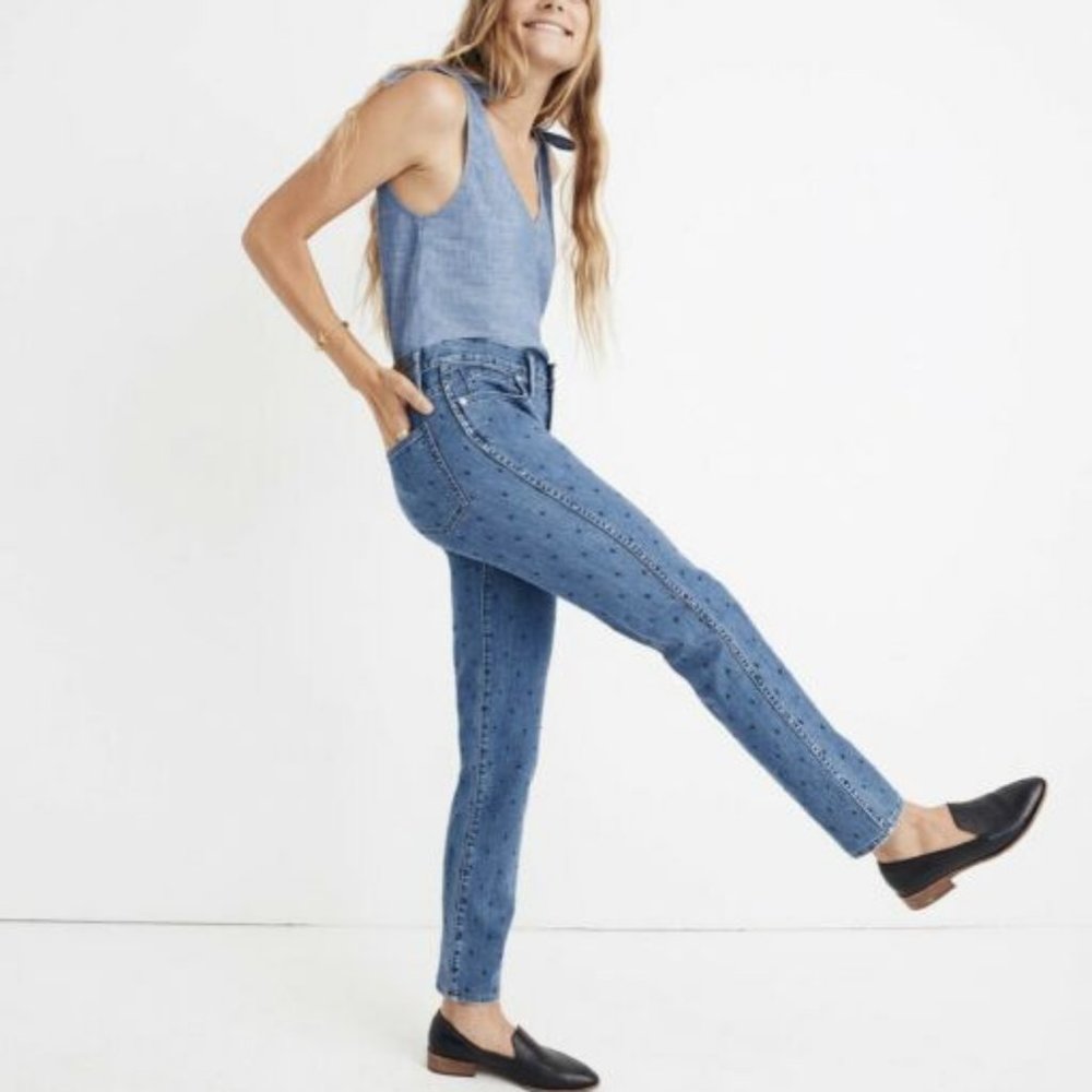 Madewell Slim Straight Jeans Navy Dot (27) NWT